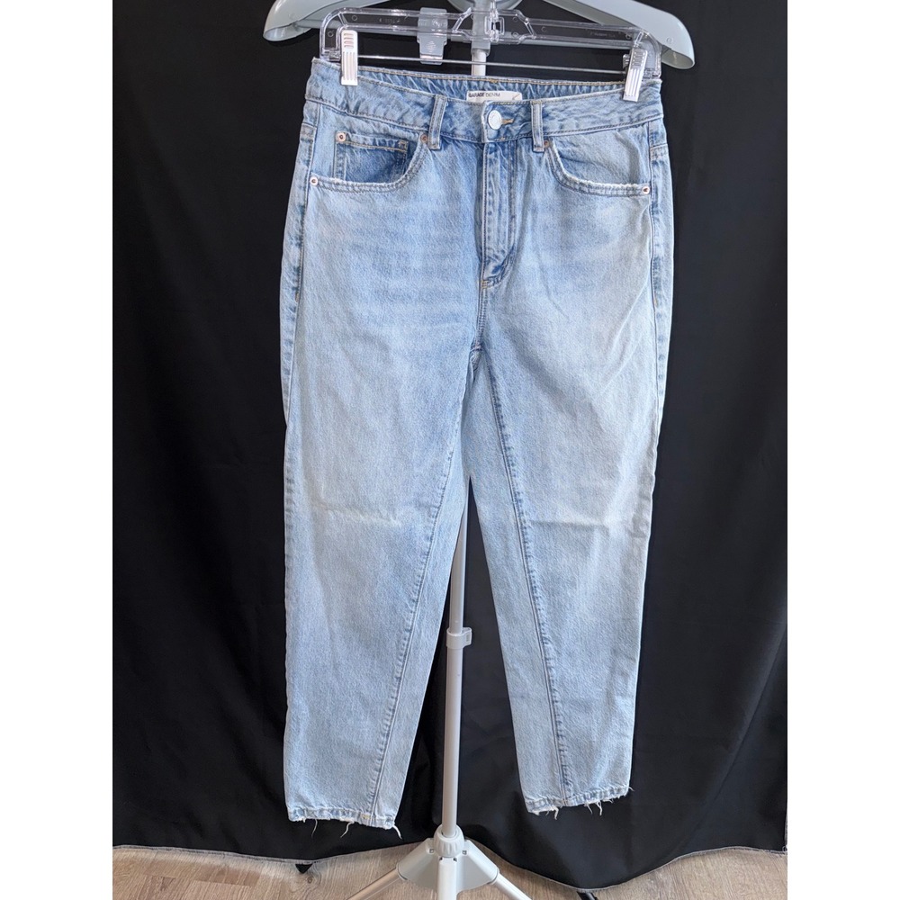 Garage Denim Mom Jeans Light Wash Blue Distressed High Rise Size 7 28